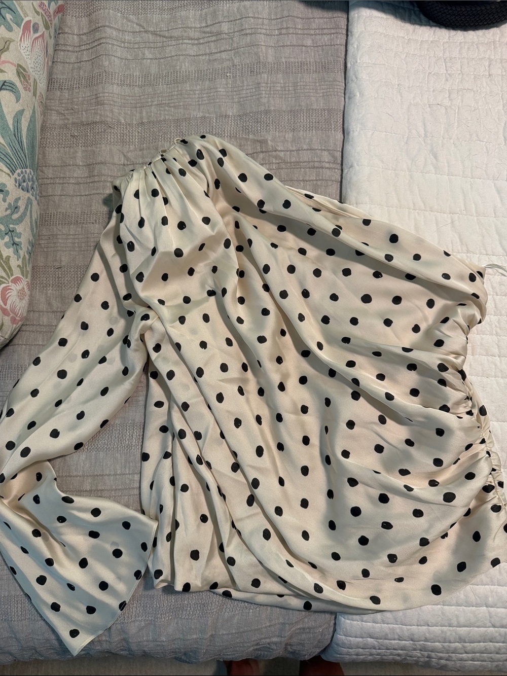Zara Cream Blouse with Black Polka Dots